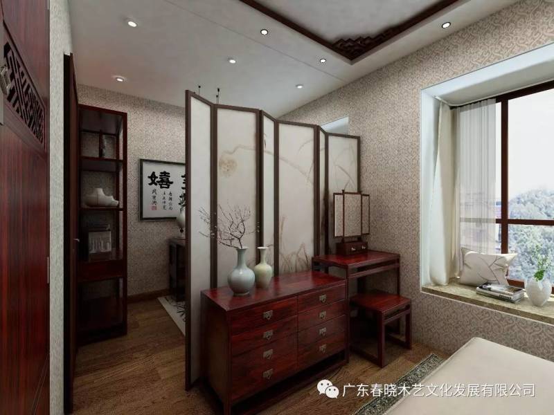 現(xiàn)代居室中的禪風意境 ——萬科尚城凈面積88m2復式紅木家具全屋定制案例賞析(圖8)